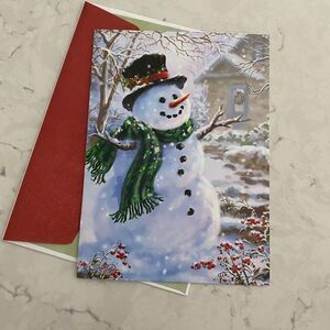 Greeting Snowman Christmas Card Winter Holiday Warm and Happiness Habitat Hope